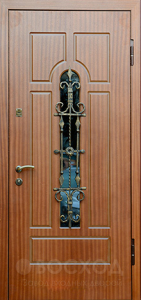 Фото стальная дверь Дверь с ковкой №19 с отделкой Массив дуба