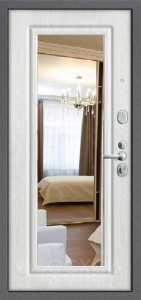 Фото  Стальная дверь С зеркалом №10 с отделкой МДФ Шпон