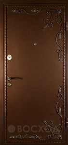 Фото стальная дверь Дверь с ковкой №3 с отделкой Массив дуба